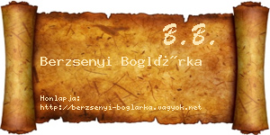 Berzsenyi Boglárka névjegykártya